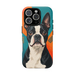 Boston Terrier Pop-Art Portrait Tough Phone Case - Teal Orange