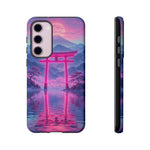 Neon Torii Gate Mountain Vaporwave Art Tough Phone Case