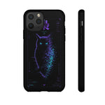 Glitch Owl Silhouette Art Tough Phone Case - Violet Teal
