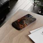 Rainy Window Cat Phone Case, Cozy Painterly Art Cover, Gift