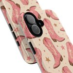 Pink Cowboy Boots phone case | Western pattern | Pastel stars