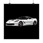 C7 Poster White Chevy Sports Car Wall Art Print Modern Muscle Garage Decor