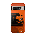 Orange Mustang Art Phone Case, GT500 American Muscle Car Tough Cover for Male
