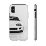 White MK4 Supra Phone Case, Retro 90s JDM Tough Cover for Car Enthusiasts