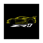 C8 ZR1 Poster Chevy Sports Car Line Art Wall Print Yellow Muscle Car Decor