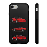 C4 Corvette Art Phone Case Red, Three-View Vector Cover, Gift