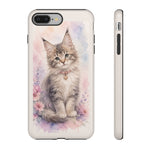 Maine Coon Watercolor Heart Phone Case Watercolor Kitten Art Gift