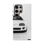 White MK4 Supra Phone Case, Retro 90s JDM Tough Cover for Car Enthusiasts
