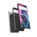 Anime Girl Phone Case Teal, Neon Kanji Calm Gradient Tough Cover