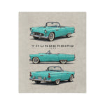 Turquoise 1955 Thunderbird Illustration Blanket | Retro Classic Car Throw