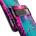 Neon Flamingo Pool Vaporwave Art Tough Phone Case