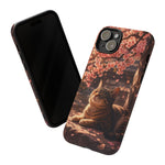 Cherry Blossom Cat Phone Case, Painterly Spring Art Cover