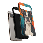 Boston Terrier Pop-Art Portrait Tough Phone Case - Teal Orange