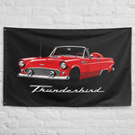 1956 Thunderbird Convertible Wall Flag Banner 34x56 Red Classic Car Decor
