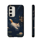 Turkish Van Swimming Cat Tough Case | Whimsical Night Pond, Lily Pads, Ducks