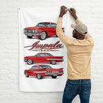 1960 Impala Red Bubble Top Banner 34x56 Garage Man Cave Wall Decor Gift