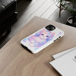 Pastel Cat Phone Case, Headphones Glitch Color Block Cover