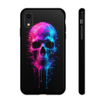 Neon Glitch Skull Phone Case, Dripping Paint Scanline Cover