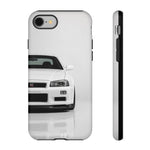 White Skyline Phone Case, R34 GTR 90s JDM Legend Tough Cover for Men, Gift