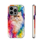 Persian Cat Watercolor Portrait Tough Phone Case - Rainbow