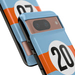 Copy of Blue Orange Number 20 Retro Racing Stripe Tough Phone Case Cover