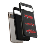 C4 Corvette Art Phone Case Red, Three-View Vector Cover, Gift