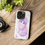 Pastel Cat Beanie Phone Case, Glitch Color Block Cover, Gift