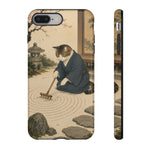 Zen Garden Cat Phone Case, Sand Spiral Japanese Art Cover