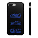C6 ZR1 Line Art Phone Case, Blue Three-View Cover