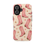 Pink Cowboy Boots phone case | Western pattern | Pastel stars