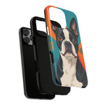 Boston Terrier Pop-Art Portrait Tough Phone Case - Teal Orange