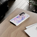 Pastel Cat Phone Case, Headphones Glitch Color Block Cover