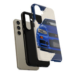 R34 Skyline GT-R Bayside Blue Tough Phone Case for 90s JDM Fans