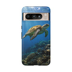 Sea Turtle Reef Phone Case, Coral Ocean Dappled Sunlight Tough Cover