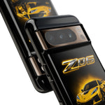Z06 Corvette Phone Case, Yellow Neon Chrome Studio Cover