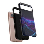 Retro Neon Mountains Phone Case | Vaporwave Galaxy Landscape