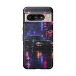 Neon City Night Prelude JDM Car phone case | Vaporwave rainy street