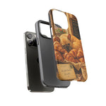 Sleeping French Bulldog with Croissants phone case | cute bakery scene
