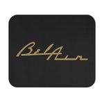 Chevy Bel Air Gold Script Signature Mouse Pad | Black Desk Mat