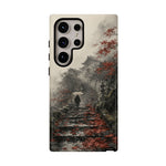 Autumn Temple Steps phone case | Japanese watercolor landscape cover