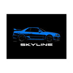 Nissan Skyline GT R R34 Poster Blue JDM Car Wall Art Garage Decor Print