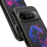 Cresting Wave Glitch Art Tough Phone Case - Blue Magenta