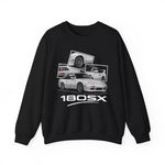 180SX JDM Drift Car White Classic Turbo Coupe Graphic Crewneck Sweatshirt