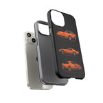 C3 Corvette Art Phone Case Orange, Three-View Vector Cover, Gift