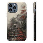 Autumn Temple Steps phone case | Japanese watercolor landscape cover