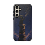 Starry Wizard Cat on Books phone case