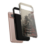 Autumn Temple Steps phone case | Japanese watercolor landscape cover