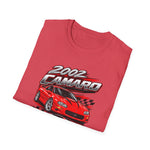 2002 Camaro Racing Graphic T-Shirt | Red Muscle Car, Checkered Flag