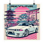 Skyline R32 Poster JDM Drift Car Japanese Sunset Retro Tokyo Wall Art