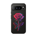Glitch Rose Neon Phone Case Vaporwave Tough Cover